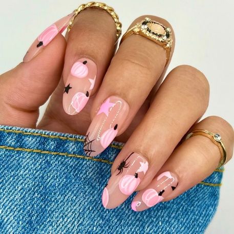 pink halloween nails