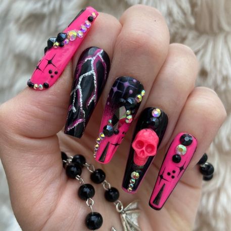 pink halloween nails