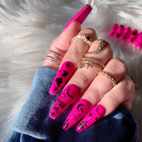 pink halloween nails