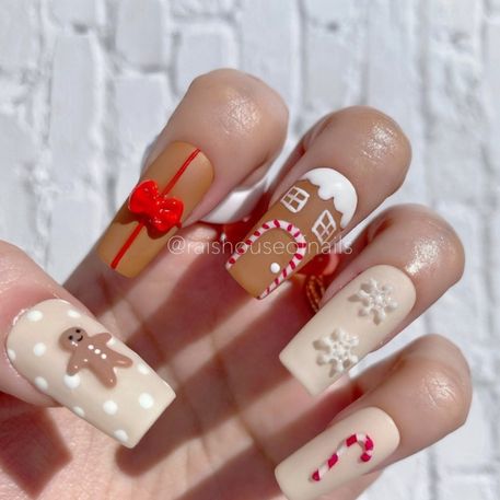 red and white Christmas nails