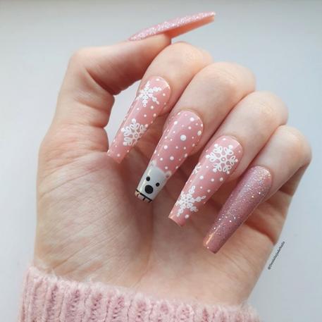 pink christmas nails