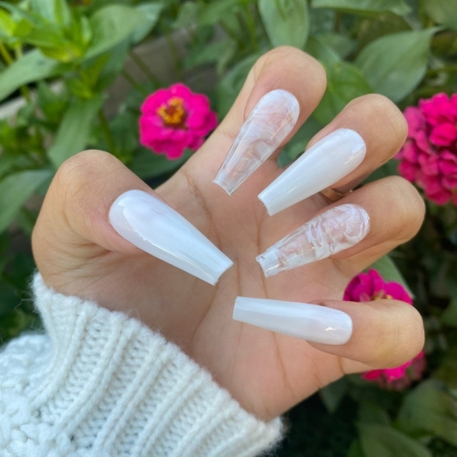 milky white bridal nails